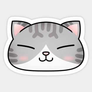 Cute Tuxedo Tabby Cat Face Sticker